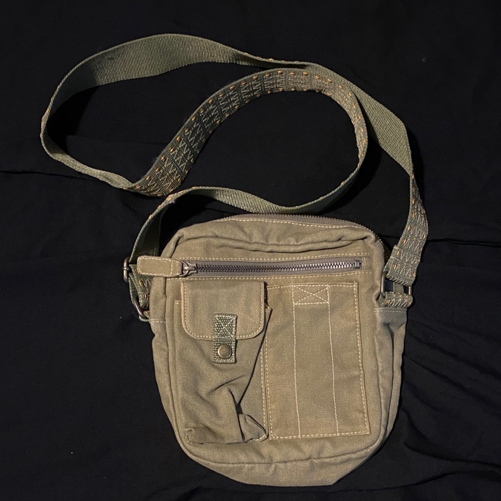 Olive Green Canvas Crossbody Bag